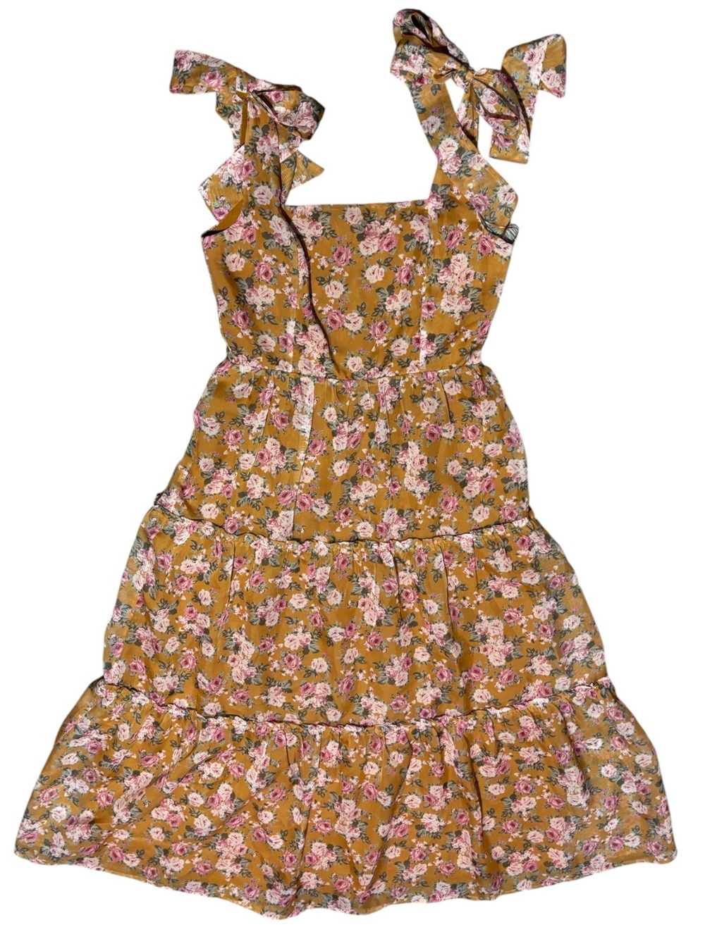 STORIA Floral Tiered Midi Dress | Size Medium | Cottagecore Boho Romantic | Line - Picture 11 of 16